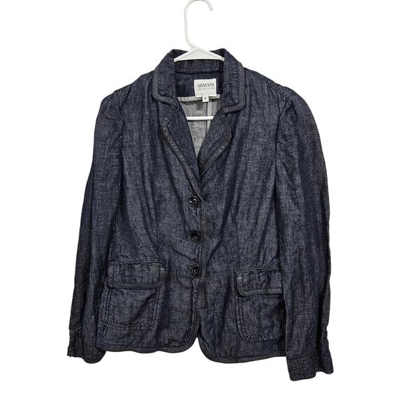 Armani Collezioni Women’s Dark Blue Denim Style Button Up Blazer. Size 8 - Picture 1 of 5